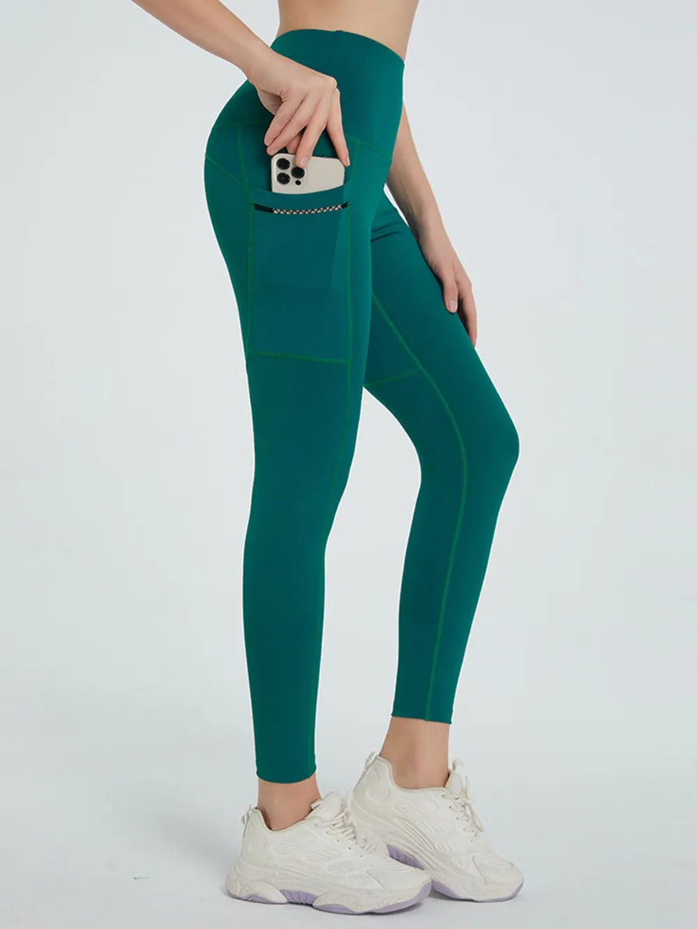 High Waist Active Leggings – Floral Cropped with Pockets