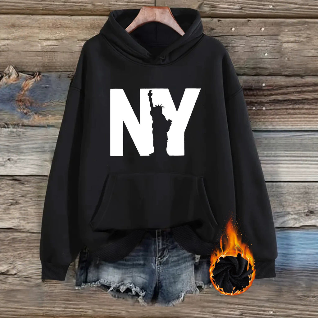 Velvet hooded sweatshirt