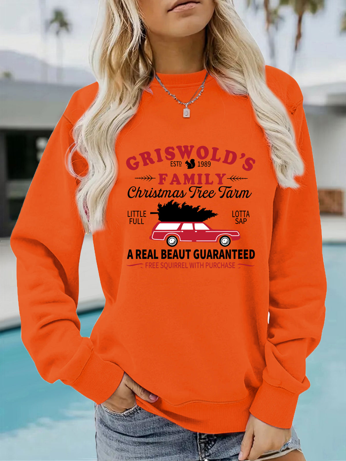 Women's Long Sleeve Graphic Pullover Sweatshirt | Round Neck