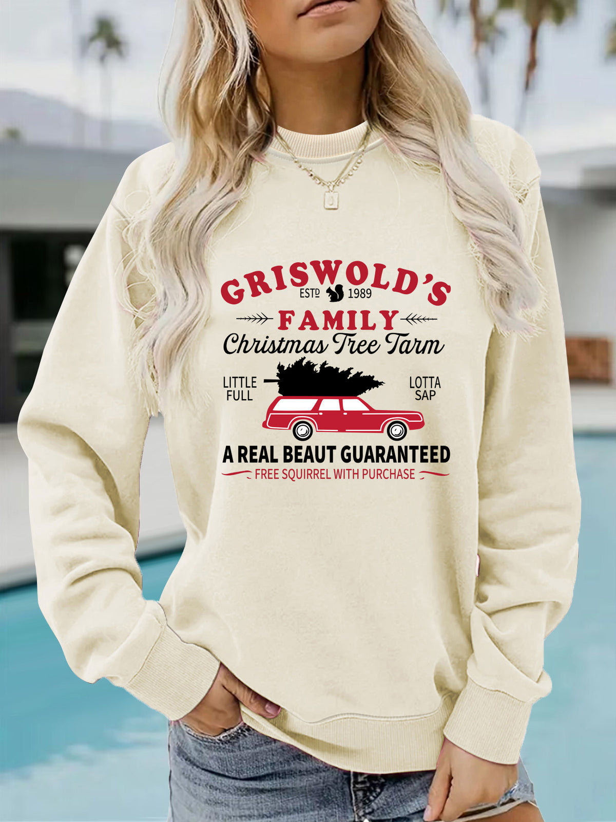Women's Long Sleeve Graphic Pullover Sweatshirt | Round Neck