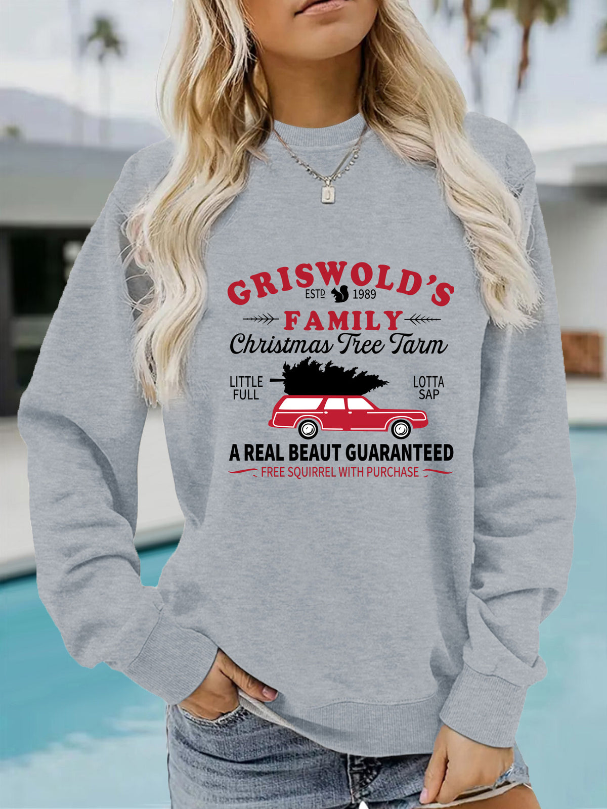 Women's Long Sleeve Graphic Pullover Sweatshirt | Round Neck