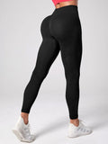 High Waist Active Leggings – Solid Black Nylon
