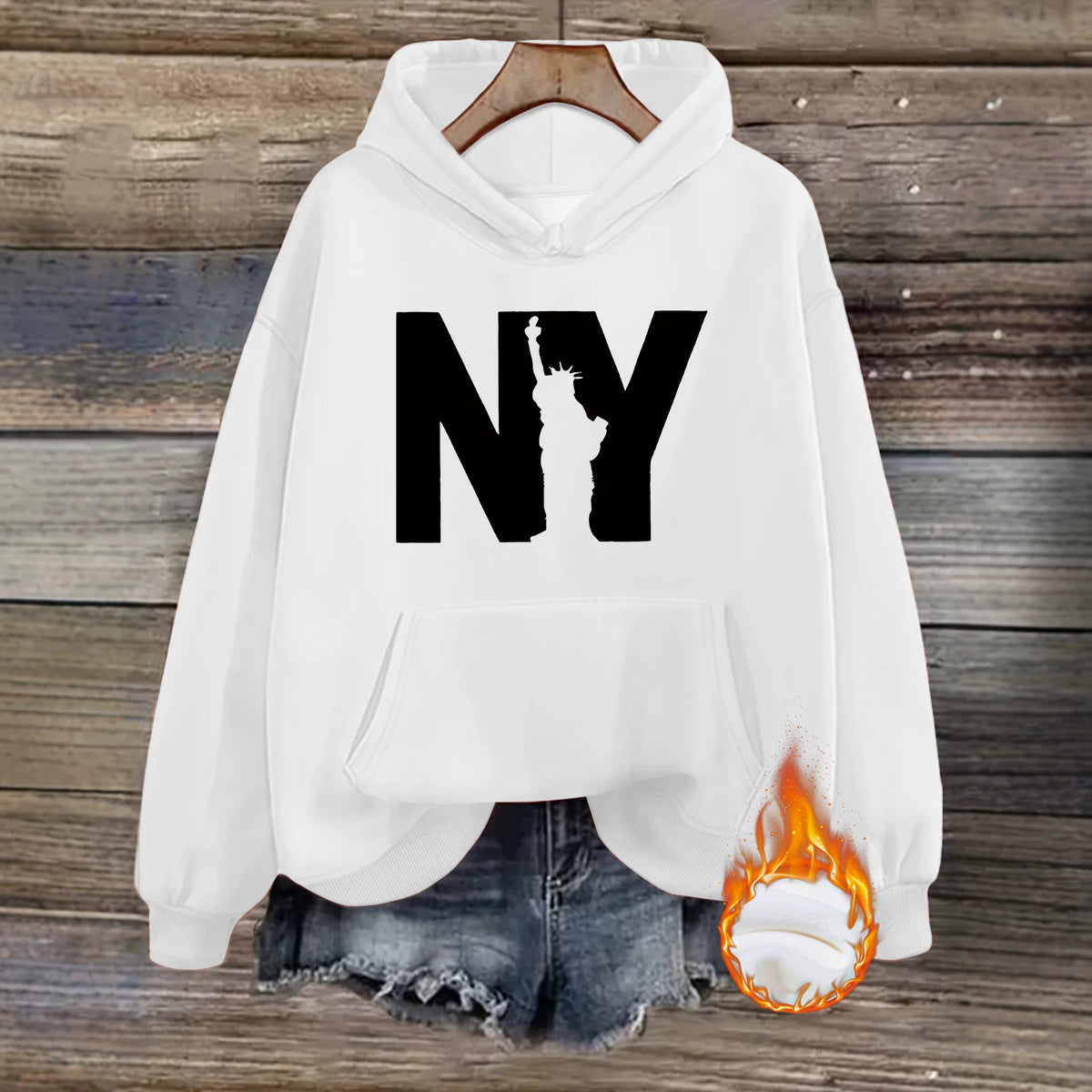 Velvet hooded sweatshirt