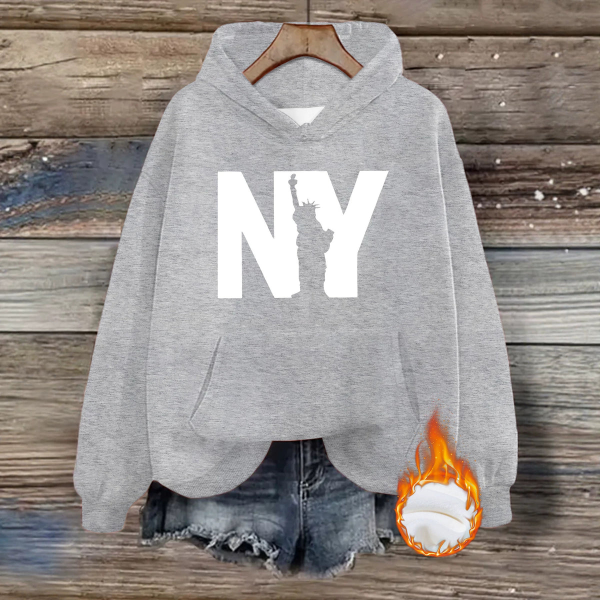 Velvet hooded sweatshirt