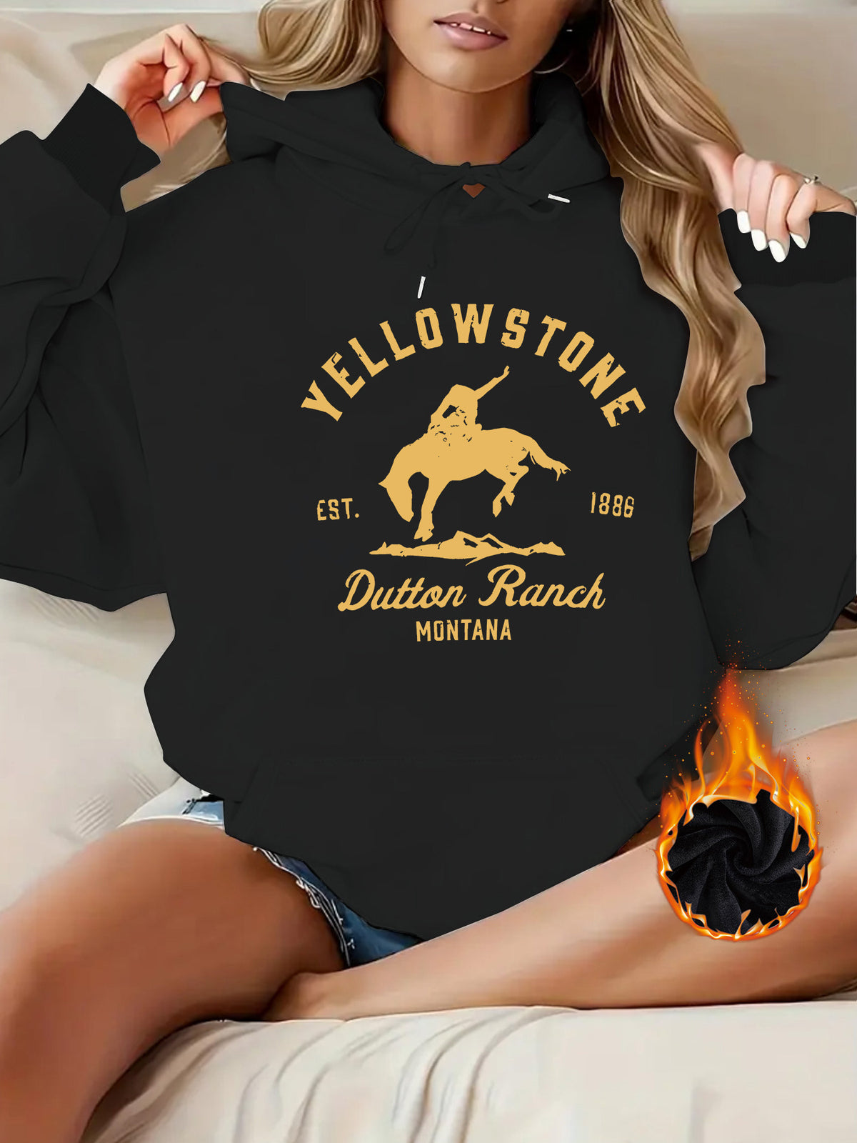 Cashmere Yellowstone Dutton Ranch Printed Hoodie