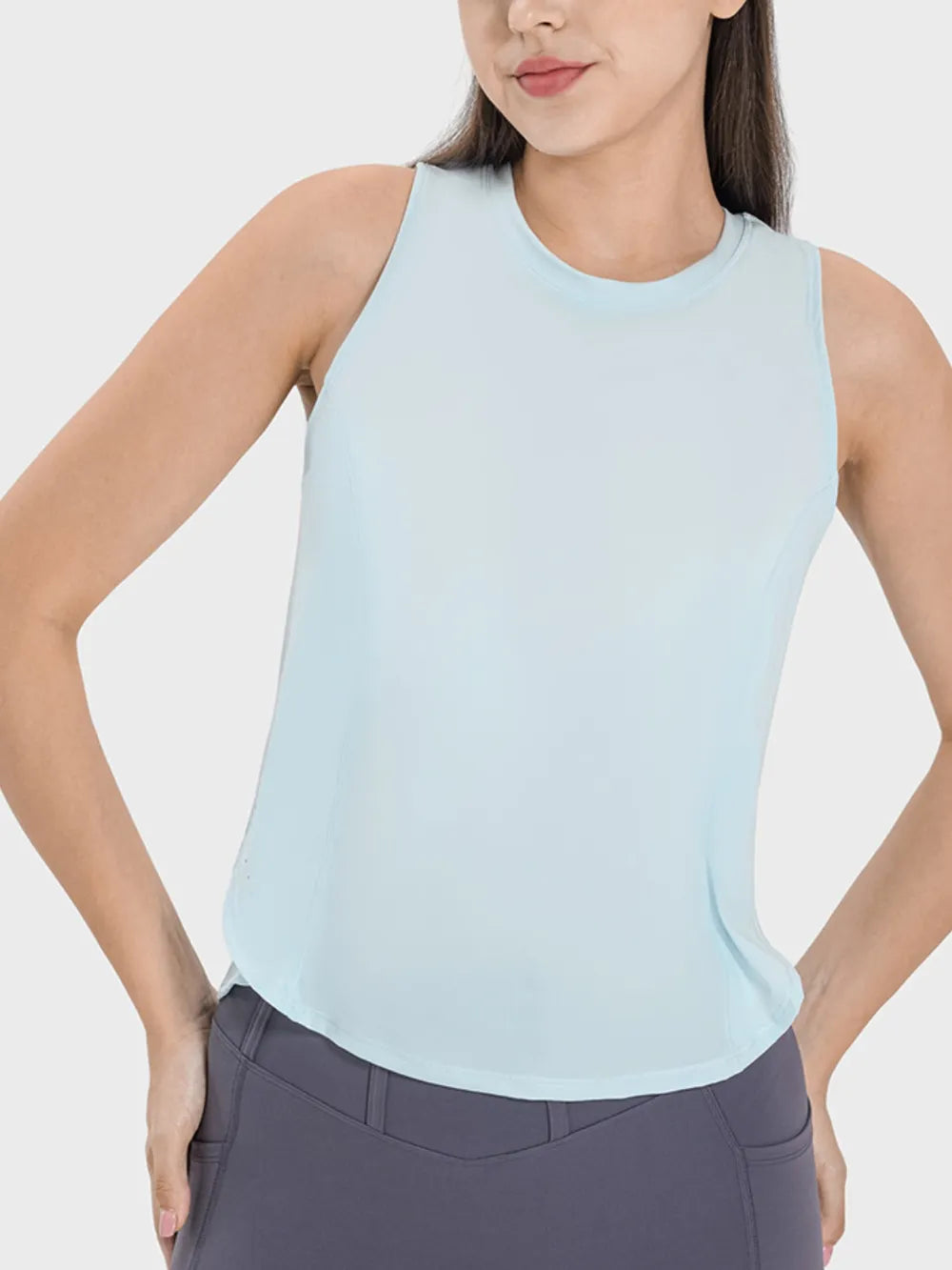 Round Neck Active Tank – Lightweight Nylon (Plus Sizes)