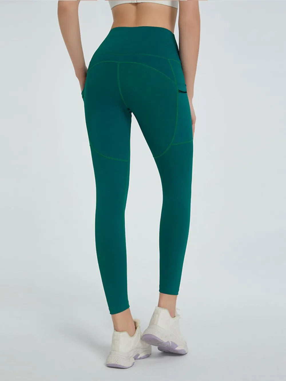 High Waist Active Leggings – Floral Cropped with Pockets
