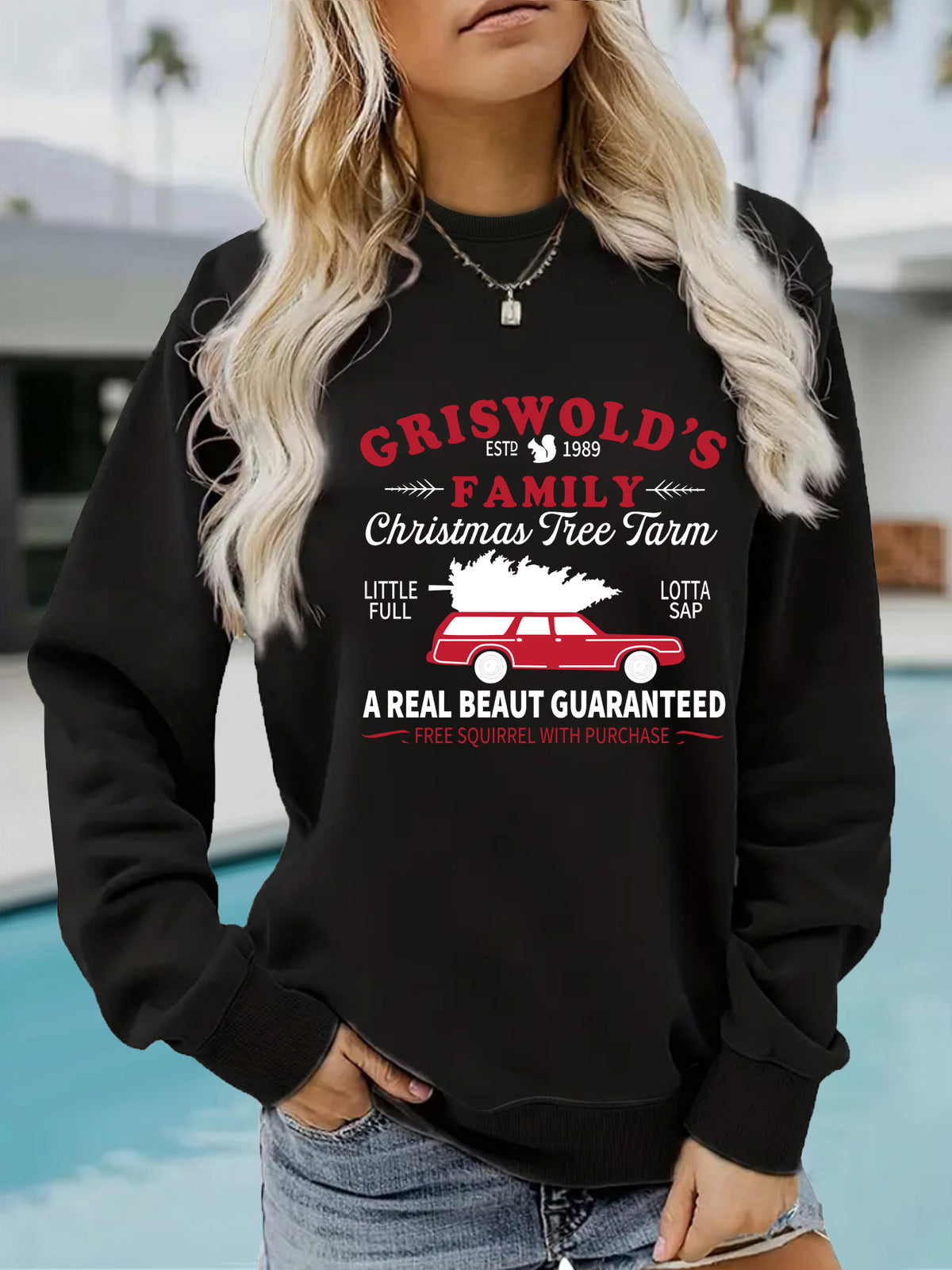 Women's Long Sleeve Graphic Pullover Sweatshirt | Round Neck