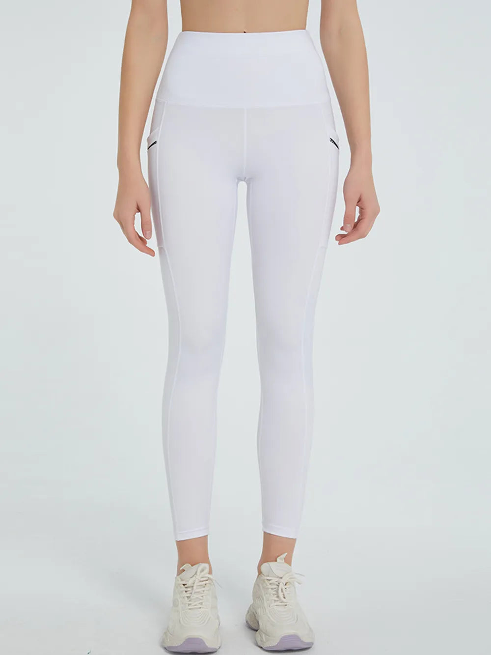 High Waist Active Leggings – Floral Cropped with Pockets