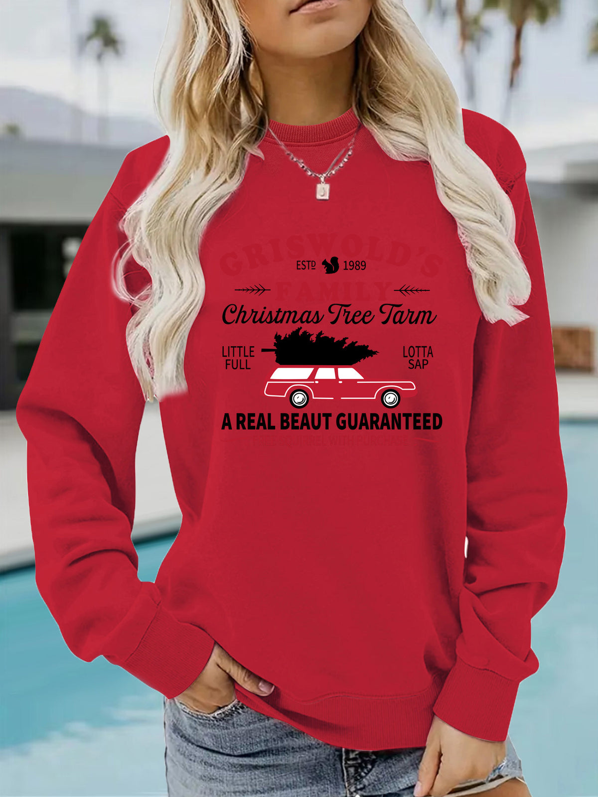 Women's Long Sleeve Graphic Pullover Sweatshirt | Round Neck