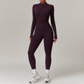 Zip-Up Velvet Fitness Jumpsuit | Warm Fitted Activewear for Women