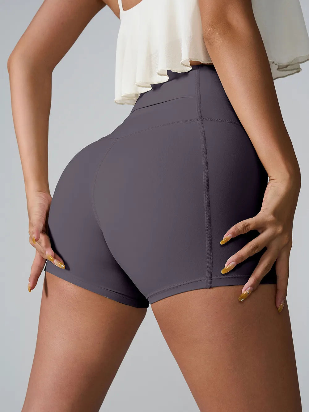 High Waist Active Shorts – Pocketed Stretch Nylon