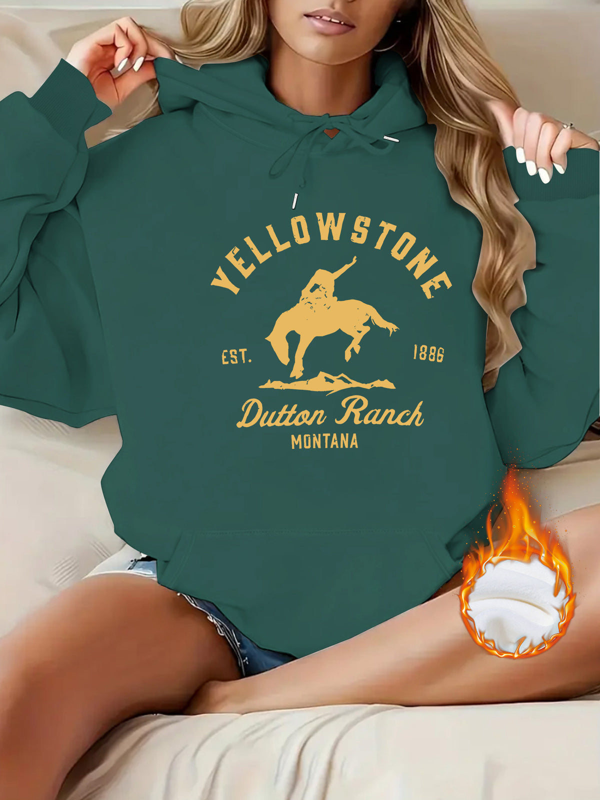 Cashmere Yellowstone Dutton Ranch Printed Hoodie