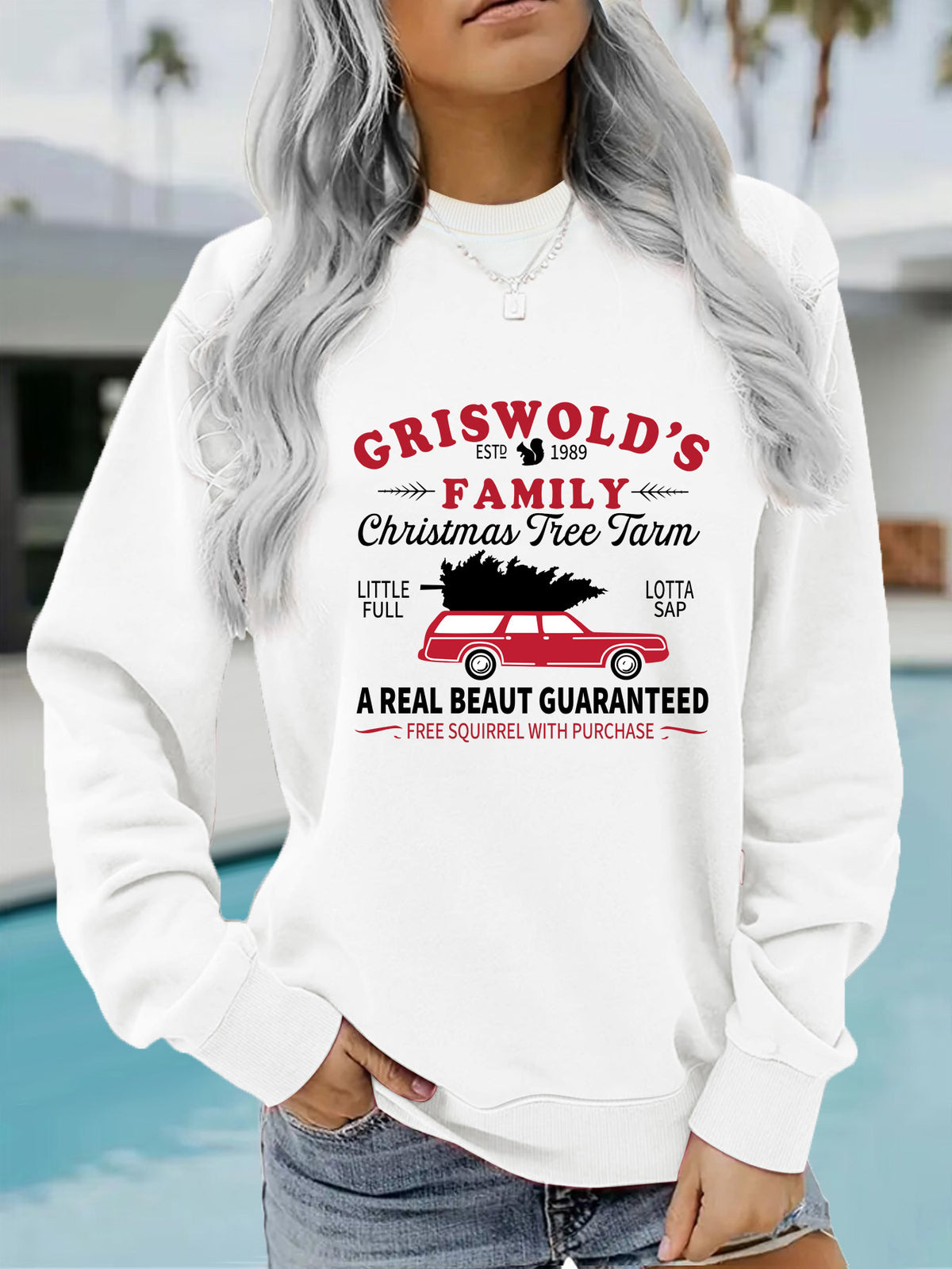 Women's Long Sleeve Graphic Pullover Sweatshirt | Round Neck