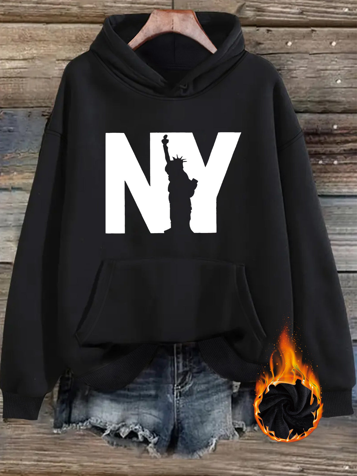 Velvet hooded sweatshirt