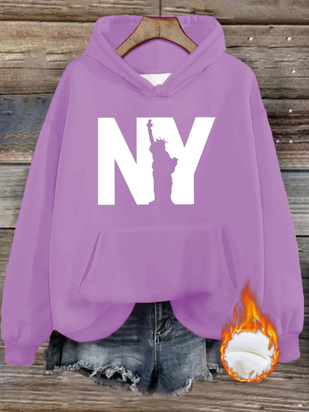 Velvet hooded sweatshirt