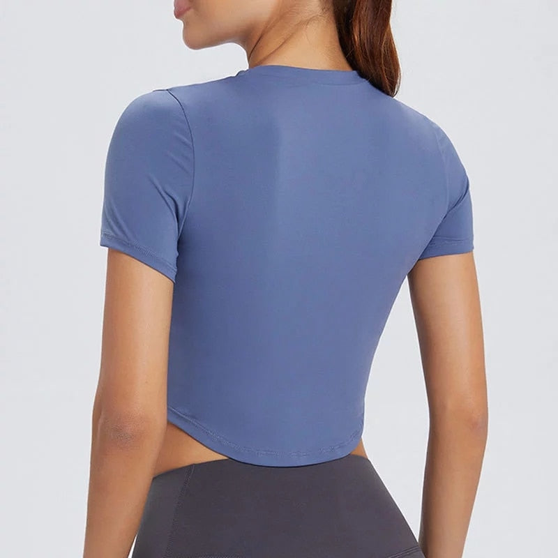 Women's Short Sleeve Yoga T-Shirt | Slim Fit Round Neck Gym Top