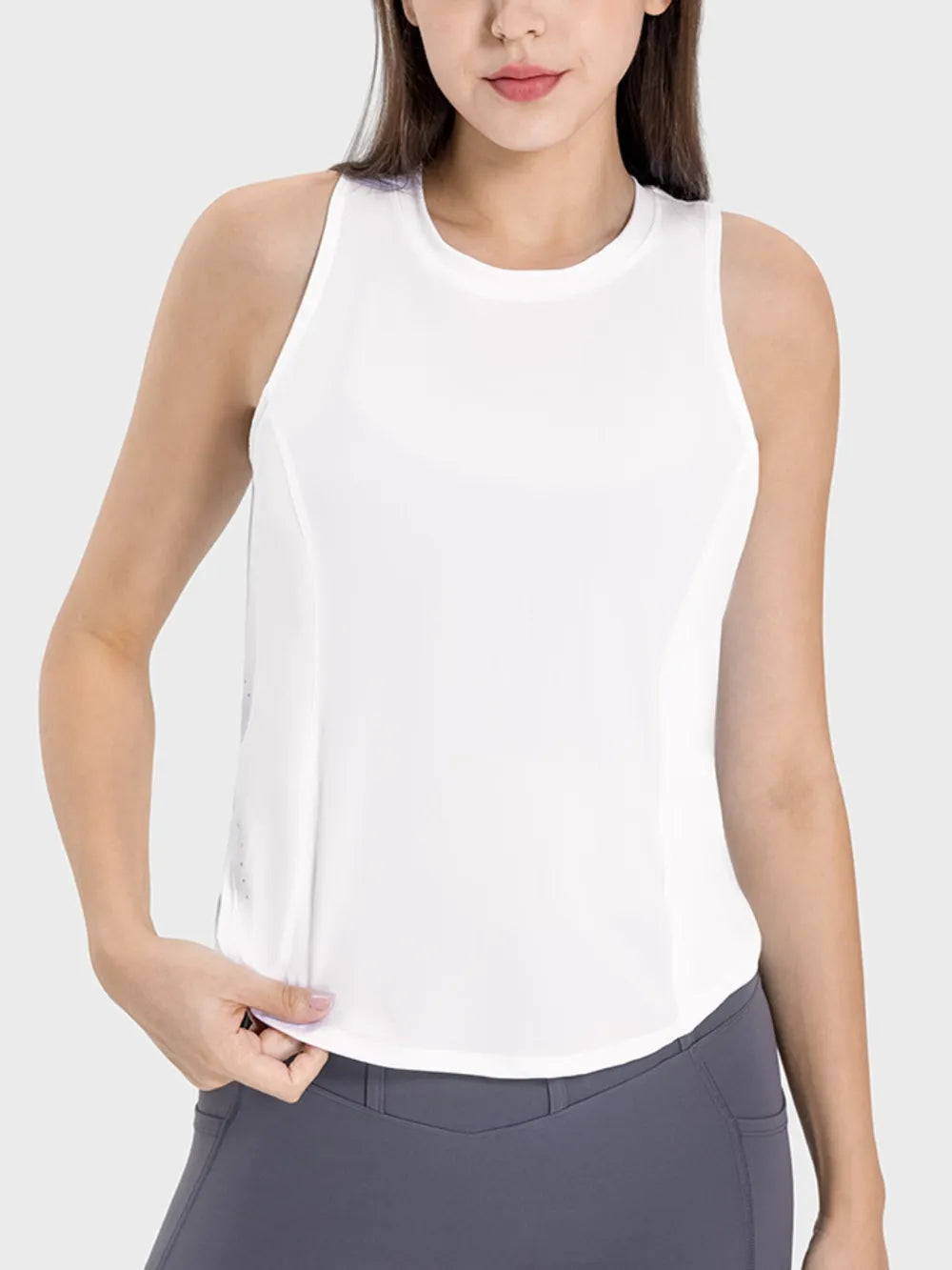 Round Neck Active Tank – Lightweight Nylon (Plus Sizes)