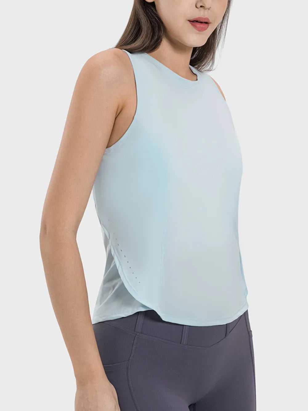 Round Neck Active Tank – Lightweight Nylon (Plus Sizes)