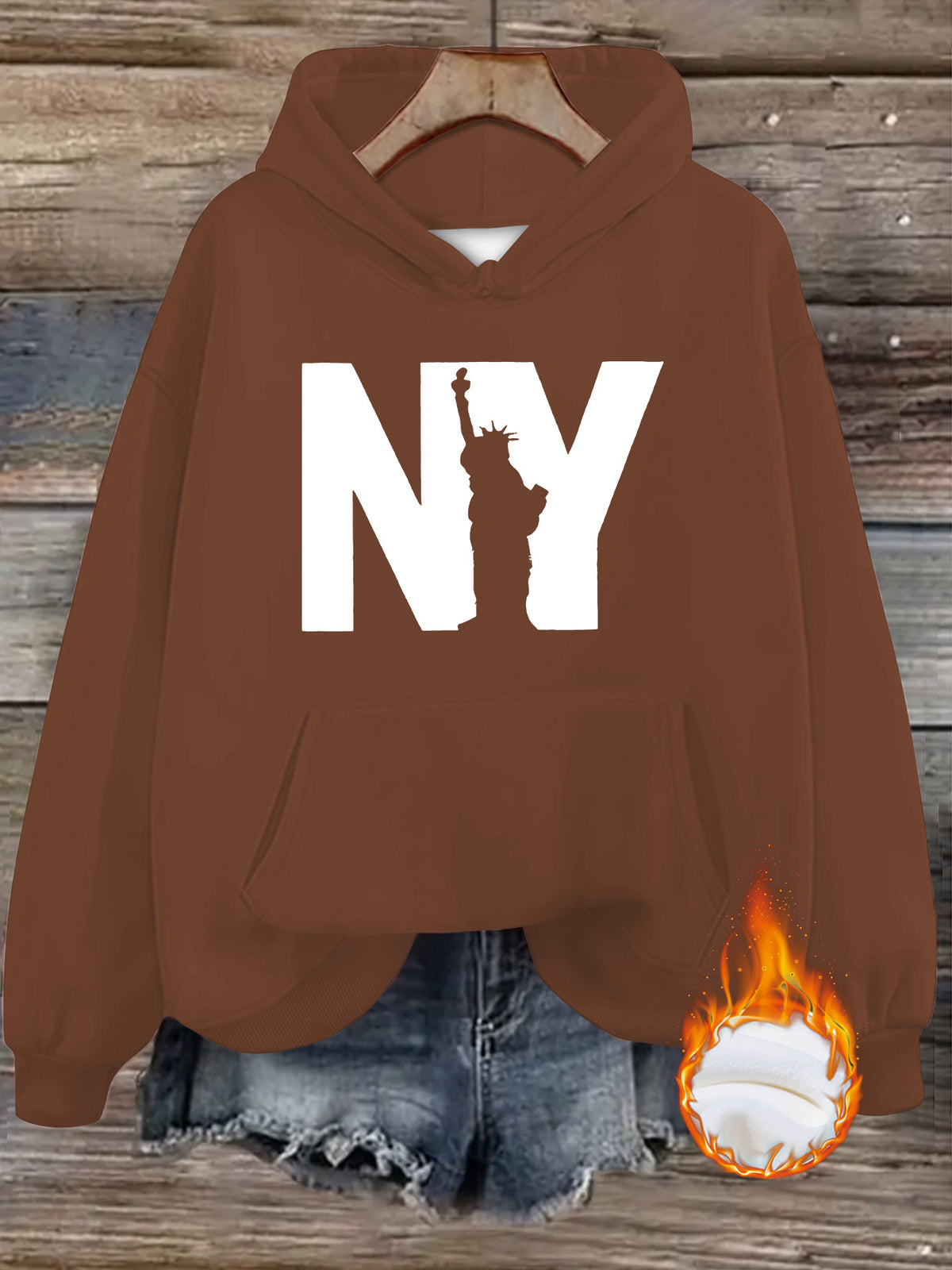 Velvet hooded sweatshirt