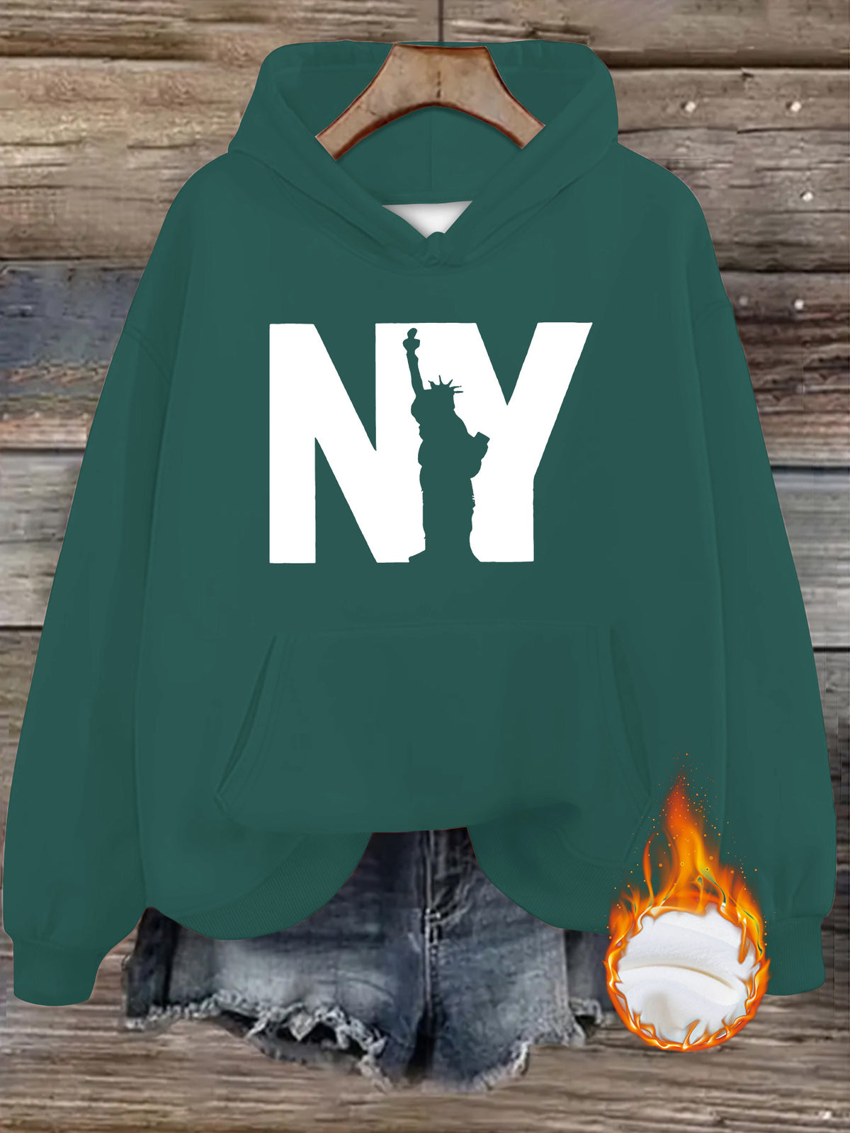 Velvet hooded sweatshirt