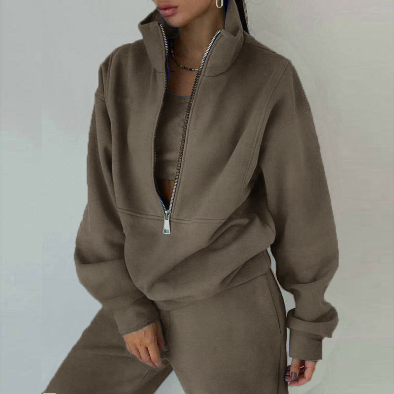 Women's Two-Piece Sweater Fleece Sports Street  Activewear Set