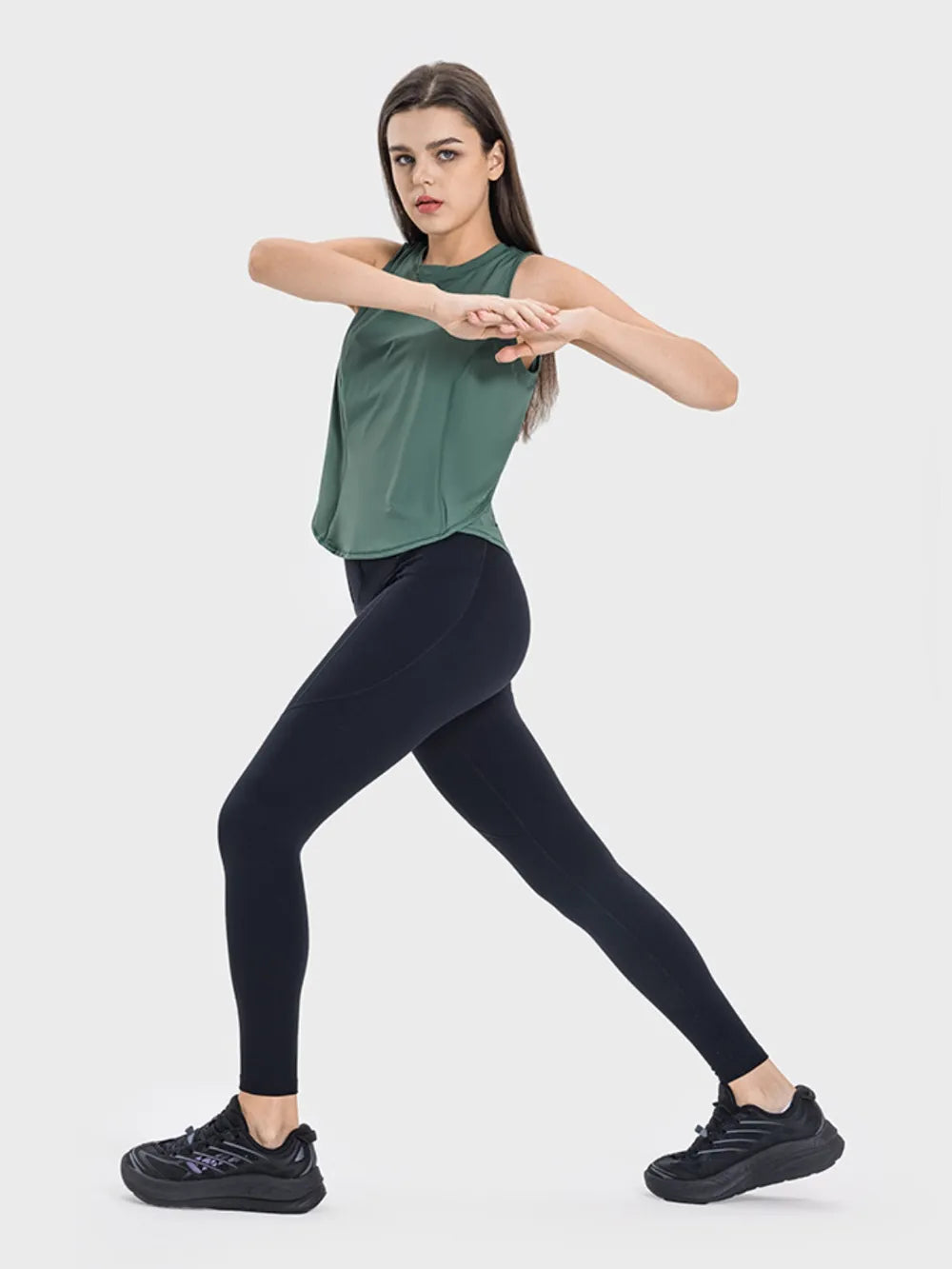 Round Neck Active Tank – Lightweight Nylon (Plus Sizes)