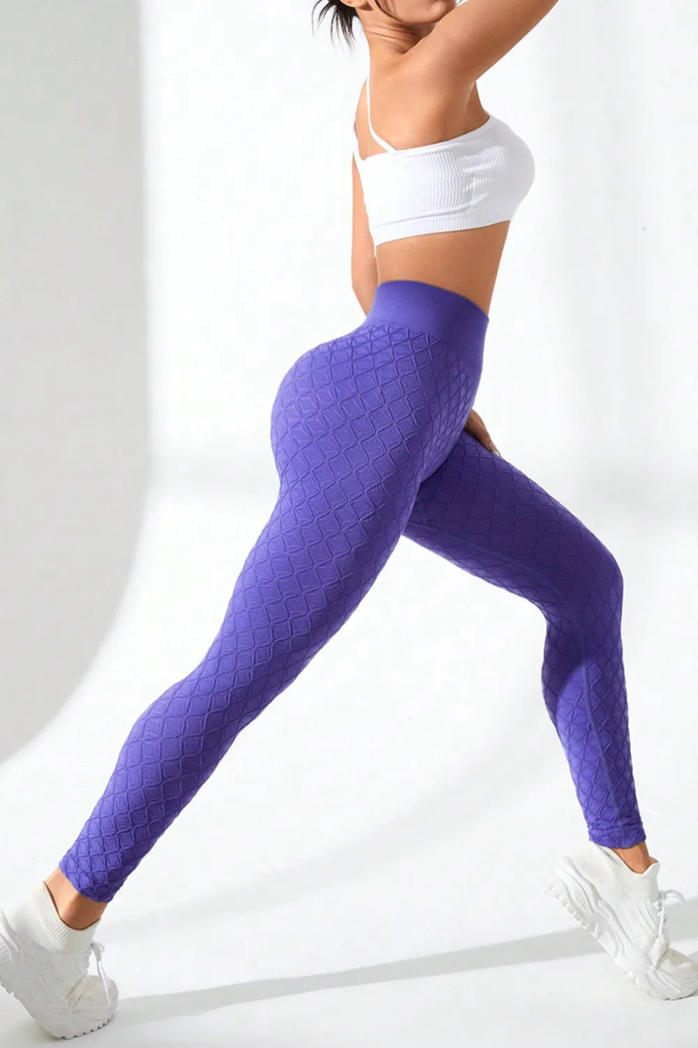 High Waist Active Leggings – Stretch Blend Blue Purple